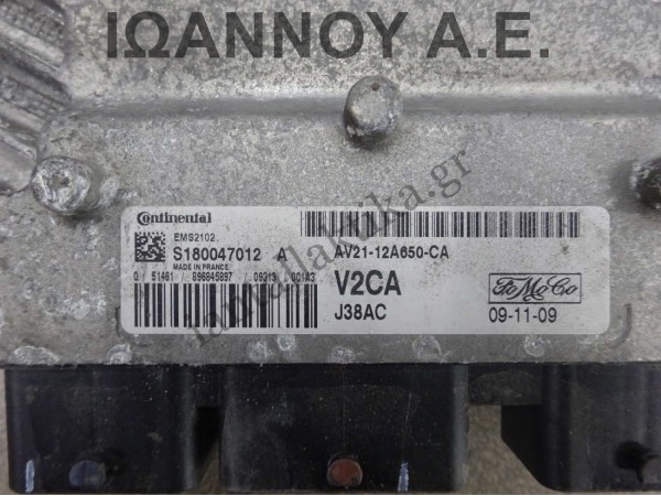 ΕΓΚΕΦΑΛΟΣ ΜΗΧΑΝΗΣ AV21-12A650-CA S180047012A J38AC SNJB 1.25cc FORD FOCUS 2008 - 2011 